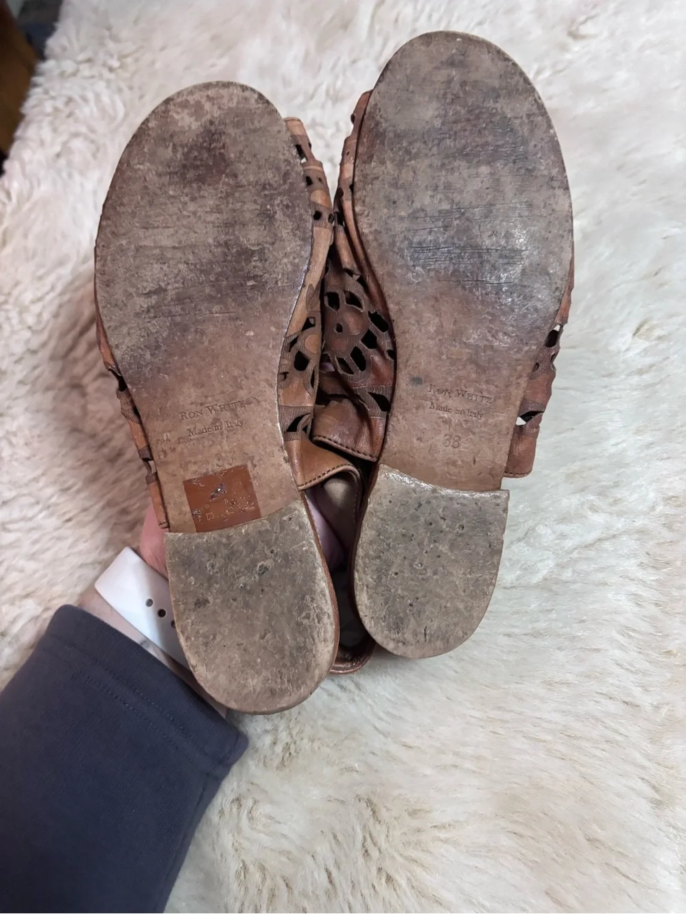 Ron White Crafted Brown Laser-Cut Open-Toe Women’s Boho Chic Sandals